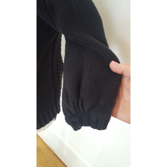 EDC by Esprit crop Cardigan Black Bulky Cotton Cabled, Hooded, size Medium - Picture 5 of 12
